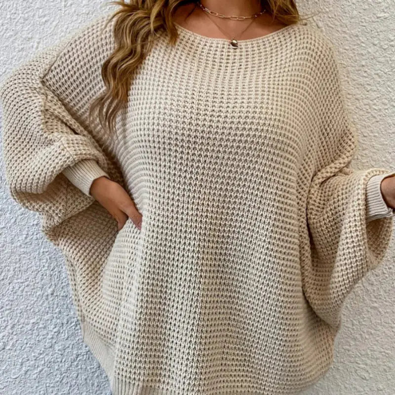 Plus Size Loose Fit Dolman Sleeve Knit Sweater